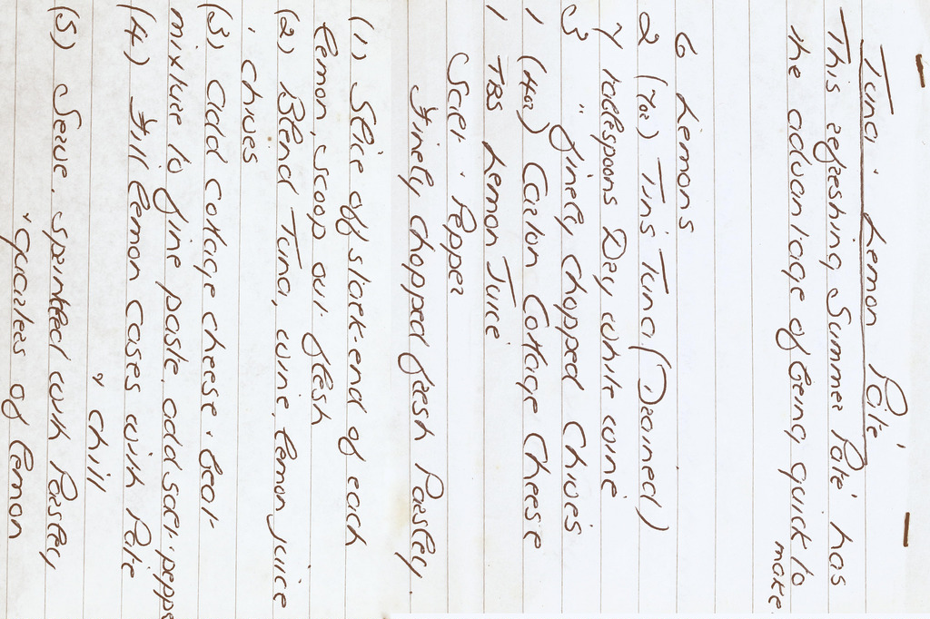Handwritten family recipe scanned into a computer and rotated