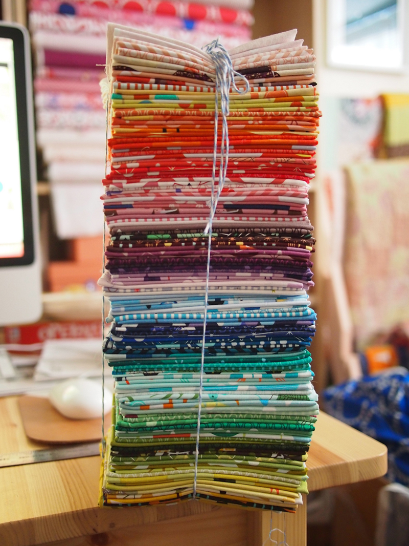 rainbow fabric stack