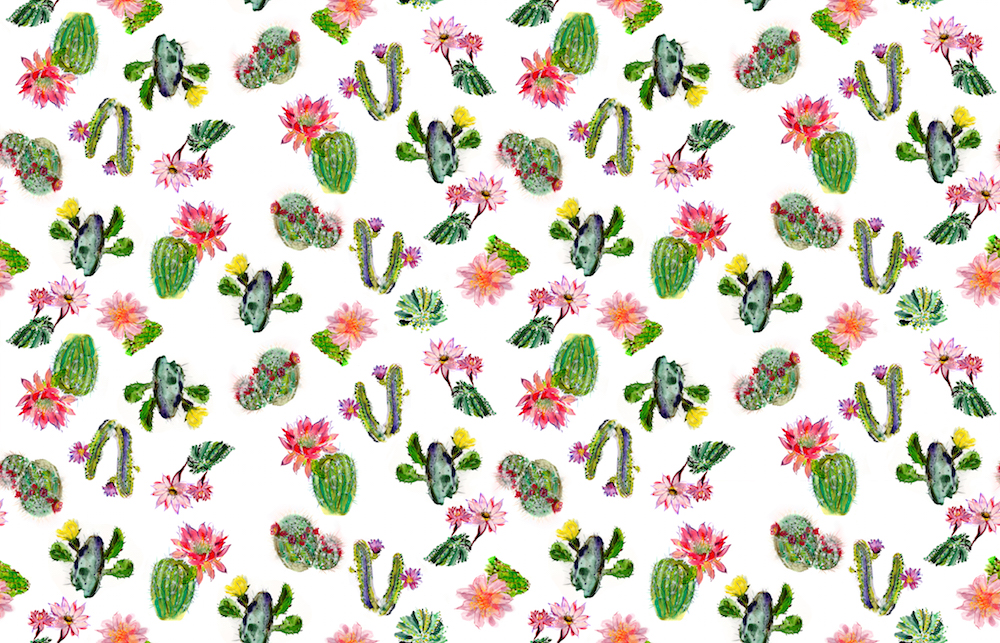 Blooming Cacti Small Scale by pettibear available on fabric, wallpaper and gift wrap