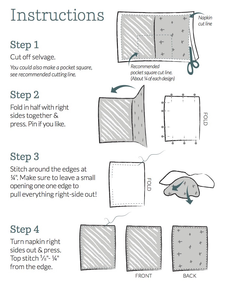 how to sew up your DIY napkin