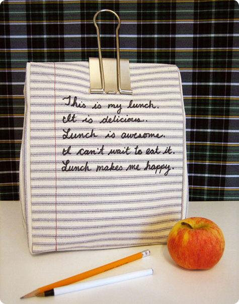 DIY notebook lunch bag