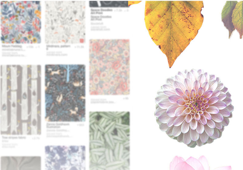 Pinterest board with a yellow leaf and pink dahlia flower