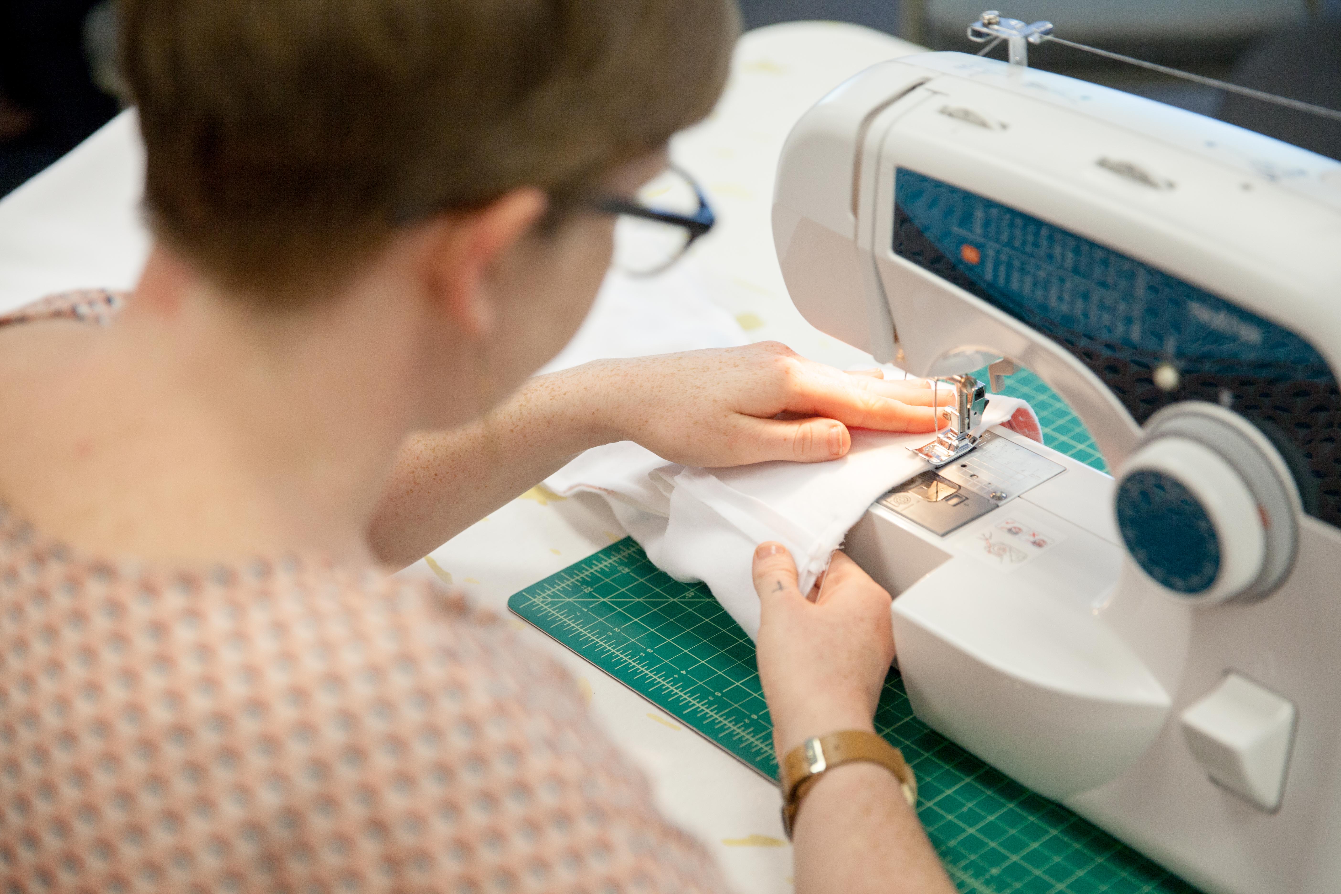 Sewing cuff in place | Spoonflower Blog