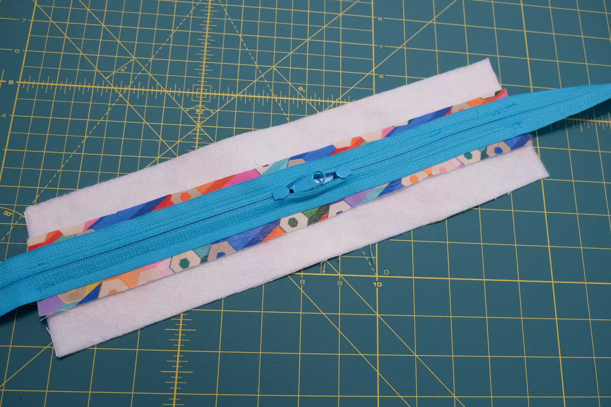 Gently push the zipper pulls to the middle of the panel | Spoonflower Blog