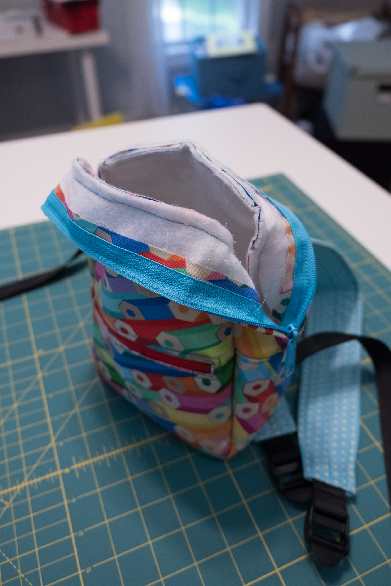 Fold back the sides of your top panel on the outer bag and drop your lining down into it | Spoonflower Blog