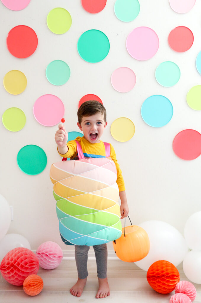 Handmade Halloween NoSew Rainbow Lollipop Costume Spoonflower Blog