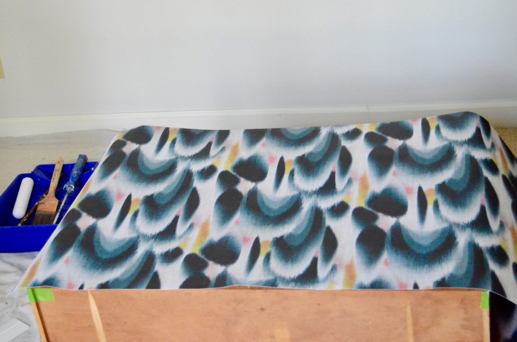How to Refresh a Dresser with Wallpaper: add the wallpaper to the drawers | Spoonflower Blog 