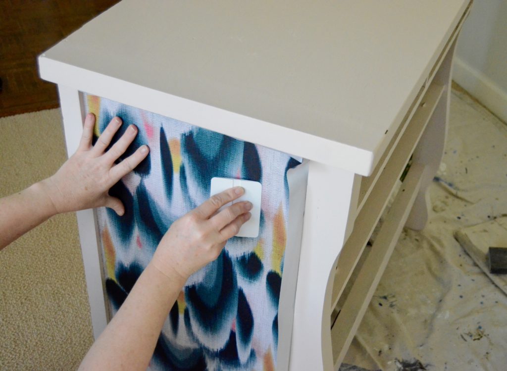 How to Refresh a Dresser with Wallpaper: attach the wallpaper | Spoonflower Blog 