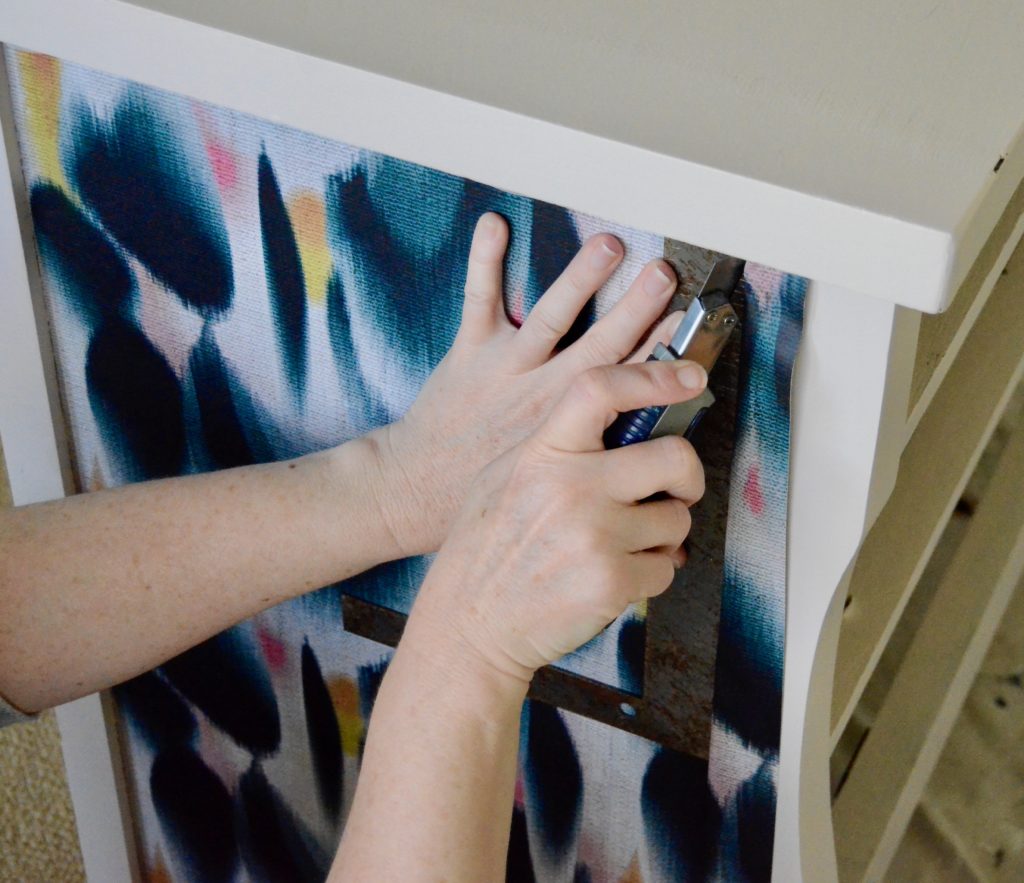 How to Refresh a Dresser with Wallpaper: trim the wallpaper | Spoonflower Blog 