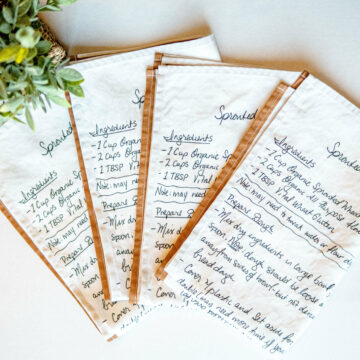 Tea towels with digitally printed family recipe