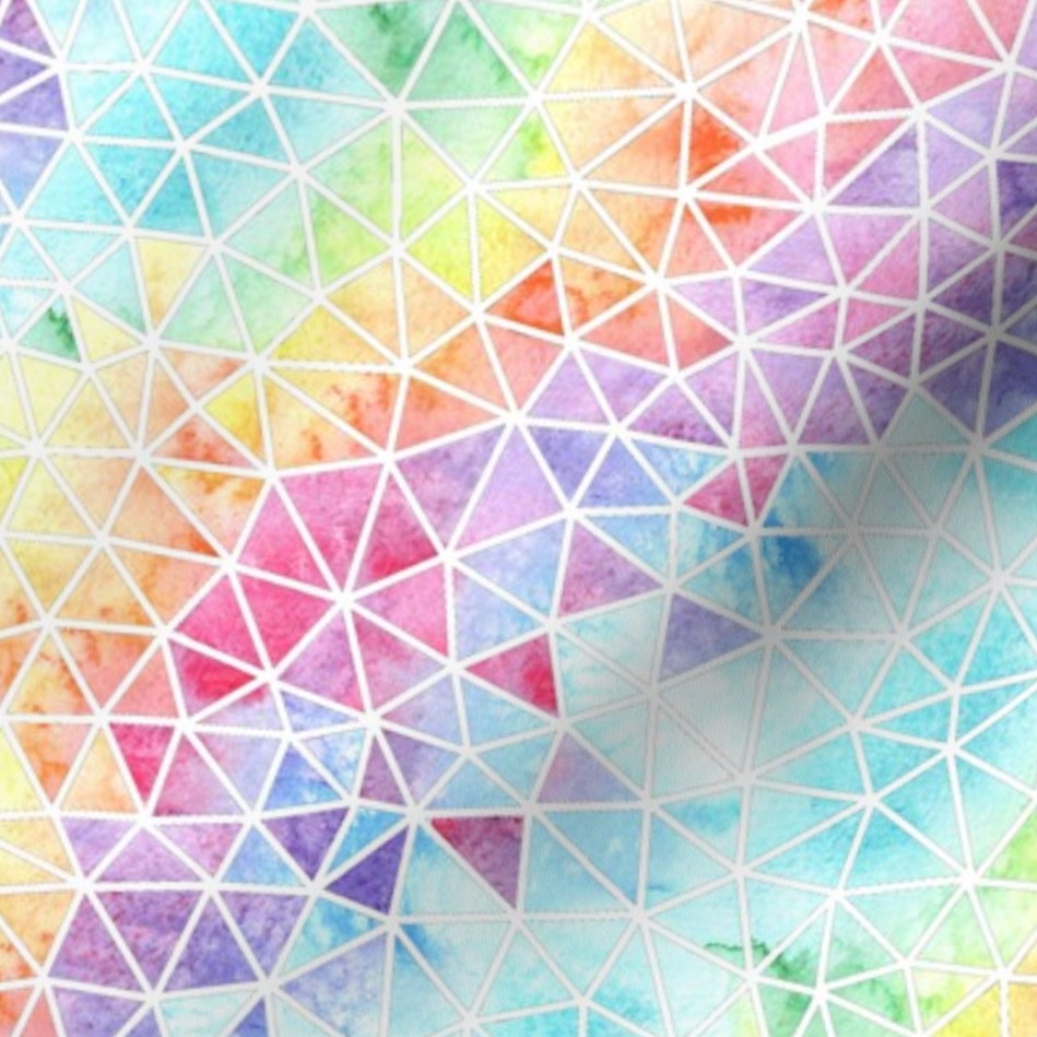 Fabric with a geometric rainbow design