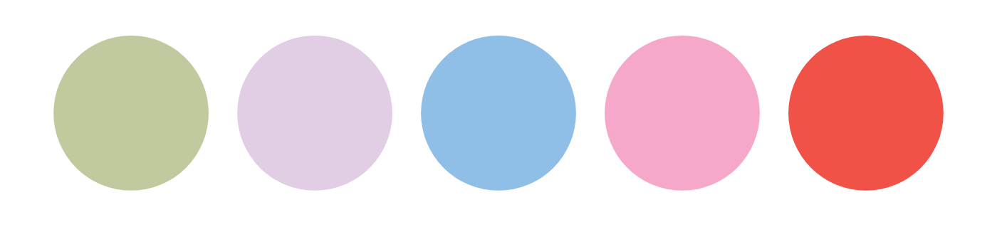 5 colors corresponding with the provided hex codes