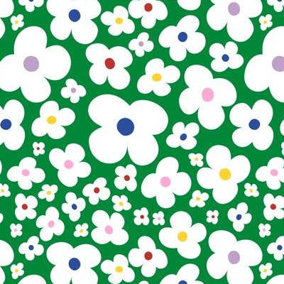 Floral surface pattern with a green background