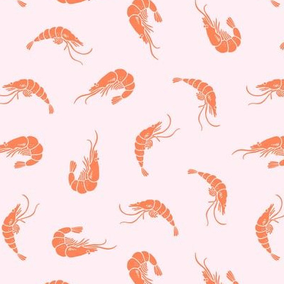 Fabric design with pink shrimp