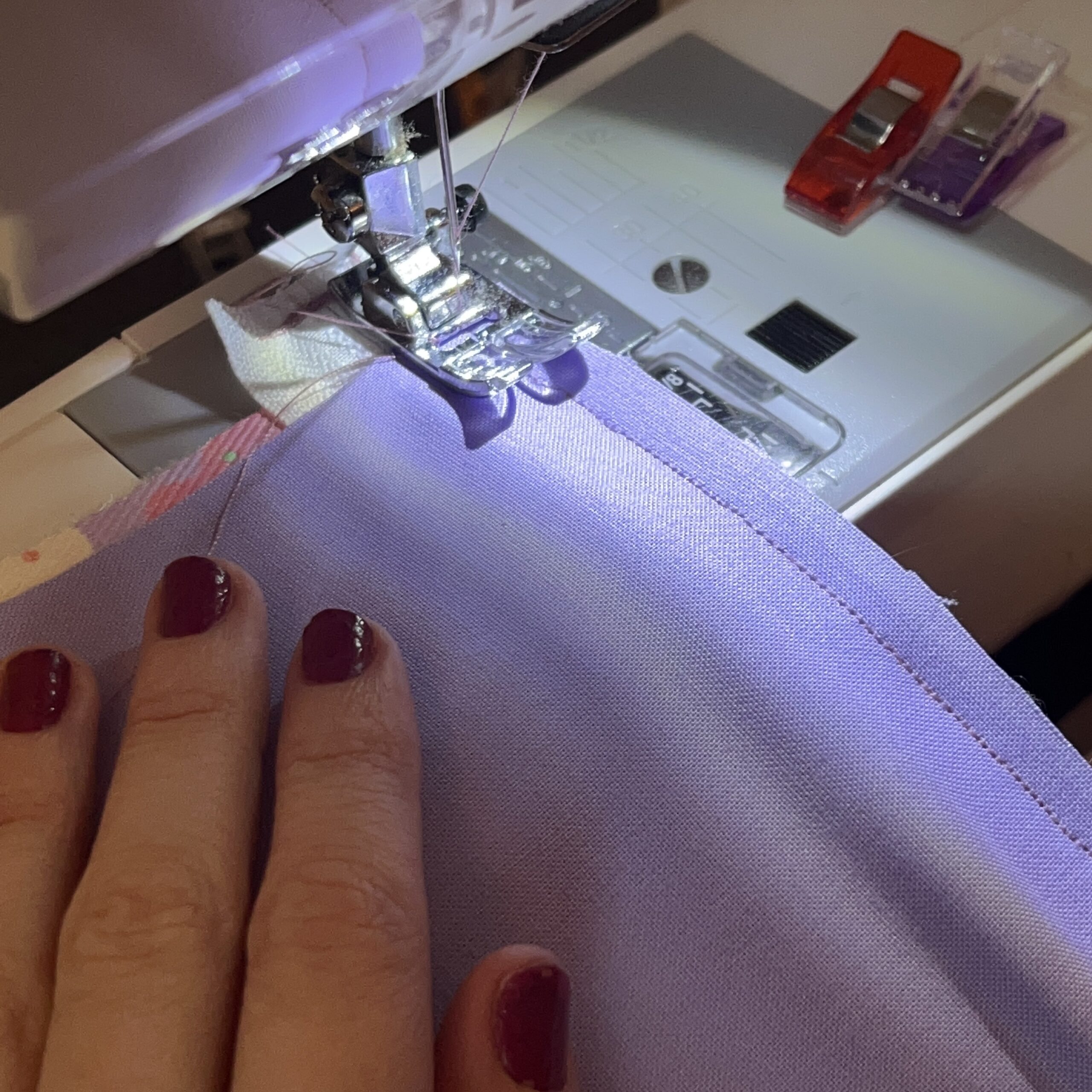 Sewing the top gusset together