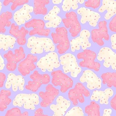 Fabric design of Animal Cookies on Lilac